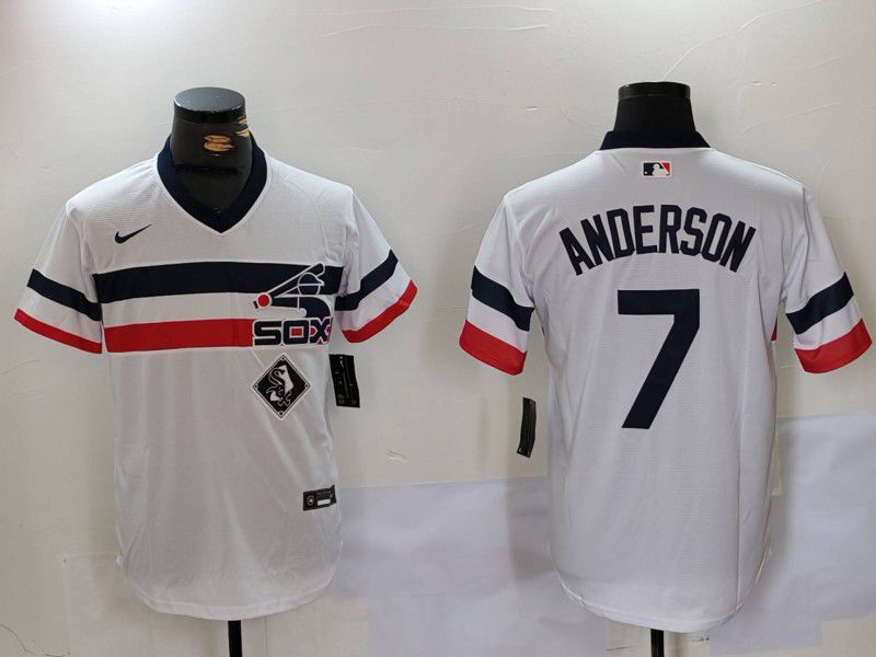 Men Chicago White Sox #7 Anderson White Throwback Game 2024 Nike MLB Jersey style 9022->chicago white sox->MLB Jersey